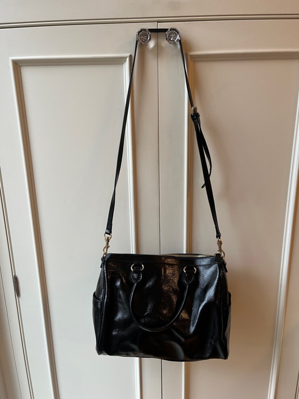 NWOT Mark & Graham Black patent leather crossbody purse shoulder / hand bag
